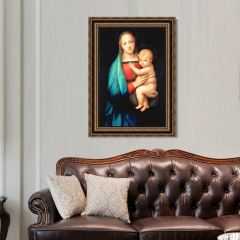 INVIN ART Framed Canvas Art Giclee Print The Madonna del Granduca by Raphael/Raffaello Sanzio Wall Art Living Room Home Office Decorations