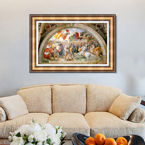 INVIN ART Framed Canvas Art Giclee Print The Meeting of Leo the Great and Attila by Raphael/Raffaello Sanzio Wall Art Living Room Home Office Decorations