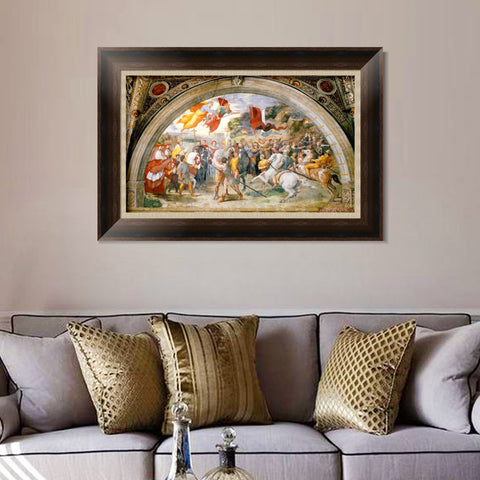 INVIN ART Framed Canvas Art Giclee Print The Meeting of Leo the Great and Attila by Raphael/Raffaello Sanzio Wall Art Living Room Home Office Decorations