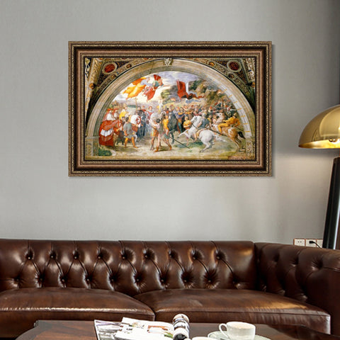 INVIN ART Framed Canvas Art Giclee Print The Meeting of Leo the Great and Attila by Raphael/Raffaello Sanzio Wall Art Living Room Home Office Decorations