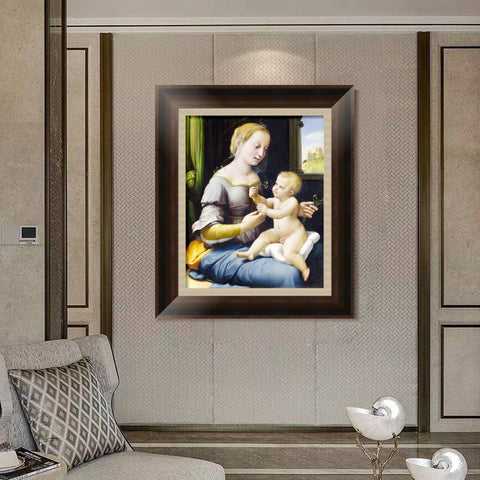 INVIN ART Framed Canvas Art Giclee Print The Madonna of the Pinks by Raphael/Raffaello Sanzio Wall Art Living Room Home Office Decorations