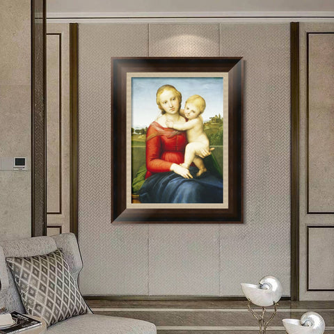 INVIN ART Framed Canvas Art Giclee Print The Small Cowper Madonna1505 by Raphael/Raffaello Sanzio Wall Art Living Room Home Office Decorations
