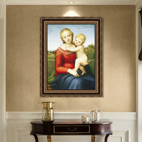 INVIN ART Framed Canvas Art Giclee Print The Small Cowper Madonna1505 by Raphael/Raffaello Sanzio Wall Art Living Room Home Office Decorations