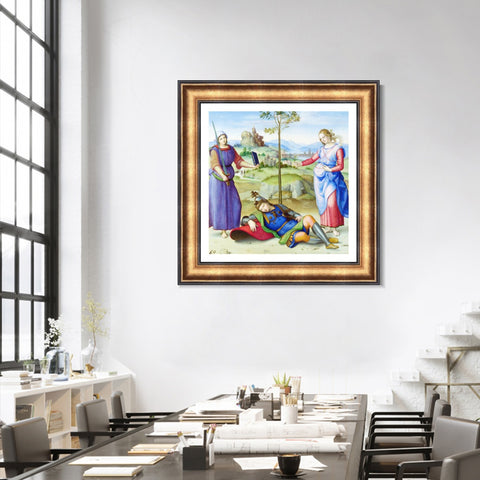 INVIN ART Framed Canvas Art Giclee Print An Allegory ('Vision of a Knight') 1504 by Raphael/Raffaello Sanzio Wall Art Living Room Home Office Decorations