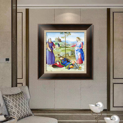 INVIN ART Framed Canvas Art Giclee Print An Allegory ('Vision of a Knight') 1504 by Raphael/Raffaello Sanzio Wall Art Living Room Home Office Decorations