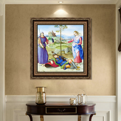 INVIN ART Framed Canvas Art Giclee Print An Allegory ('Vision of a Knight') 1504 by Raphael/Raffaello Sanzio Wall Art Living Room Home Office Decorations