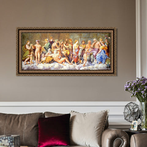 INVIN ART Framed Canvas Art Giclee Print The gods of Olympus by Raphael/Raffaello Sanzio Wall Art Living Room Home Office Decorations