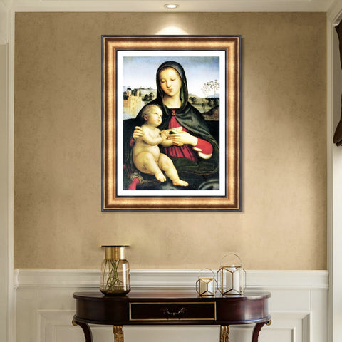 INVIN ART Framed Canvas Art Giclee Print Madonna and Child with Book by Raphael/Raffaello Sanzio Wall Art Living Room Home Office Decorations