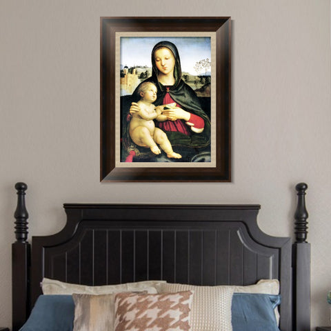INVIN ART Framed Canvas Art Giclee Print Madonna and Child with Book by Raphael/Raffaello Sanzio Wall Art Living Room Home Office Decorations