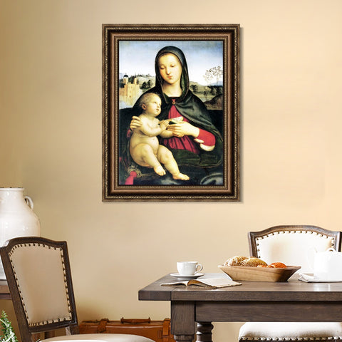 INVIN ART Framed Canvas Art Giclee Print Madonna and Child with Book by Raphael/Raffaello Sanzio Wall Art Living Room Home Office Decorations