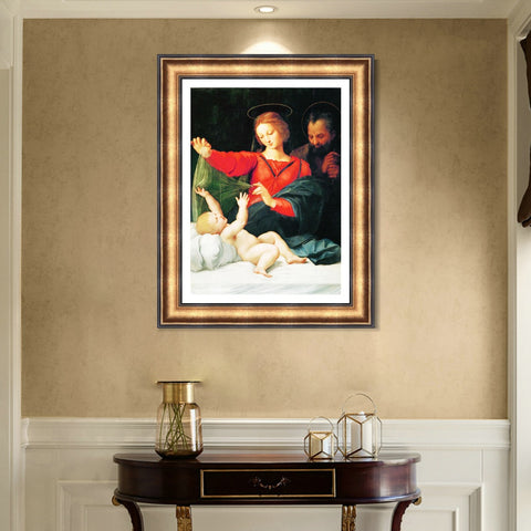 INVIN ART Framed Canvas Art Giclee Print The Holy Family (1509) by Raphael/Raffaello Sanzio Wall Art Living Room Home Office Decorations