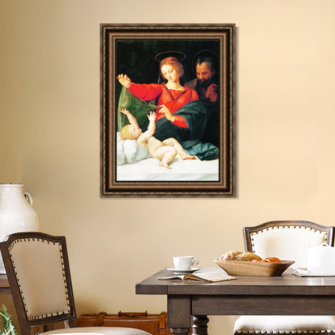 INVIN ART Framed Canvas Art Giclee Print The Holy Family (1509) by Raphael/Raffaello Sanzio Wall Art Living Room Home Office Decorations