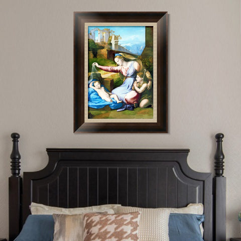 INVIN ART Framed Canvas Art Giclee Print Madonna with the Blue Diadem by Raphael/Raffaello Sanzio Wall Art Living Room Home Office Decorations