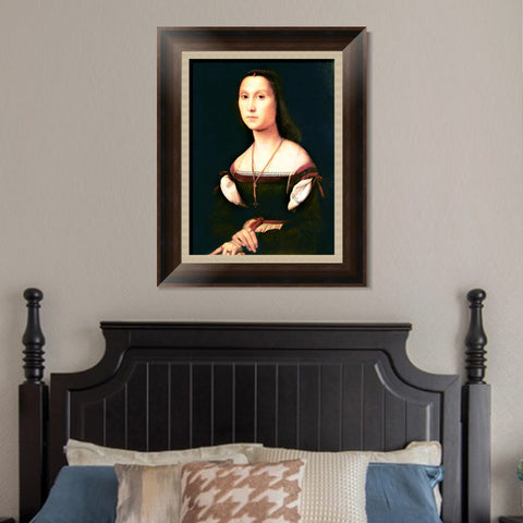INVIN ART Framed Canvas Art Giclee Print Portrait of a Lady by Raphael/Raffaello Sanzio Wall Art Living Room Home Office Decorations