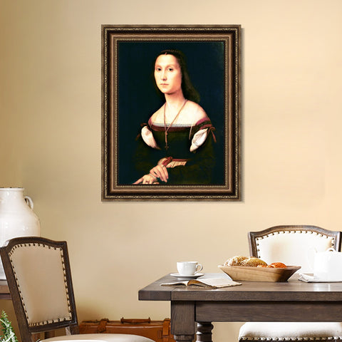 INVIN ART Framed Canvas Art Giclee Print Portrait of a Lady by Raphael/Raffaello Sanzio Wall Art Living Room Home Office Decorations