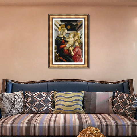 INVIN ART Framed Canvas Art Giclee Print Madonna and Child with Angels by Sandro Botticelli Wall Art Living Room Home Office Decorations