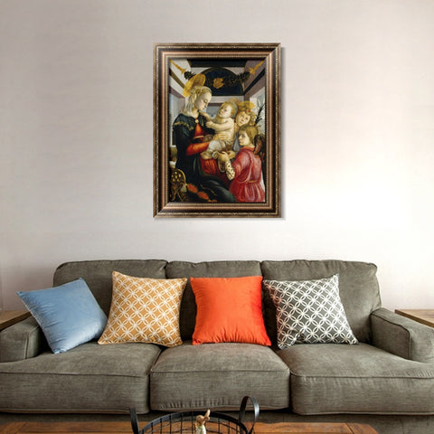 INVIN ART Framed Canvas Art Giclee Print Madonna and Child with Angels by Sandro Botticelli Wall Art Living Room Home Office Decorations