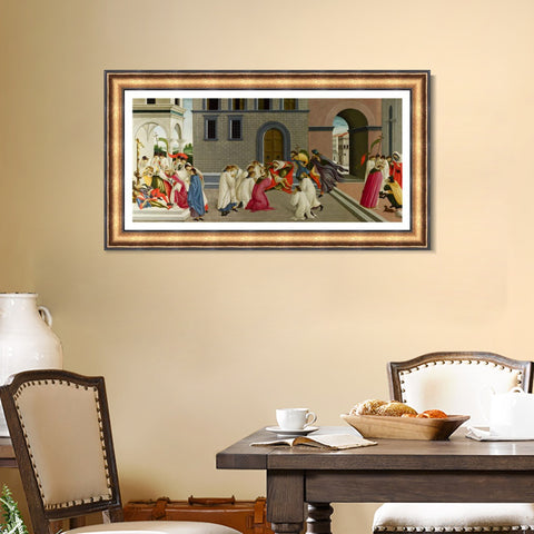 INVIN ART Framed Canvas Art Giclee Print Three Miracles of Saint Zenobius by Sandro Botticelli Wall Art Living Room Home Office Decorations