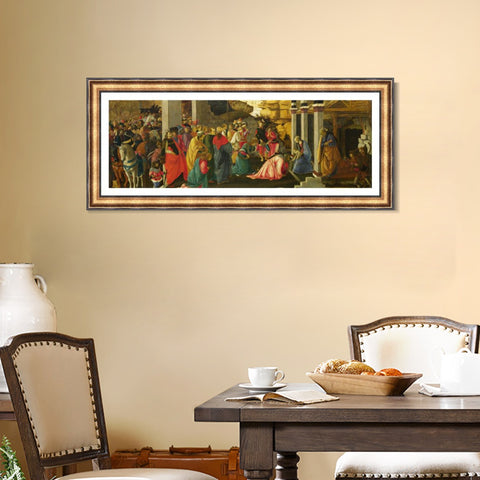 INVIN ART Framed Canvas Art Giclee Print Filippino Lippi Adoration Of The Kings,1470 by Sandro Botticelli Wall Art Living Room Home Office Decorations