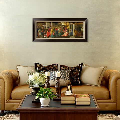 INVIN ART Framed Canvas Art Giclee Print Filippino Lippi Adoration Of The Kings,1470 by Sandro Botticelli Wall Art Living Room Home Office Decorations