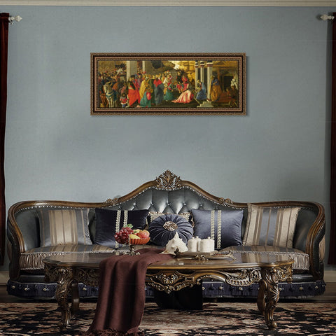 INVIN ART Framed Canvas Art Giclee Print Filippino Lippi Adoration Of The Kings,1470 by Sandro Botticelli Wall Art Living Room Home Office Decorations