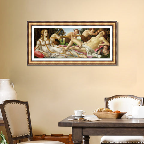 INVIN ART Framed Canvas Art Giclee Print Venus and Mars by Sandro Botticelli Wall Art Living Room Home Office Decorations