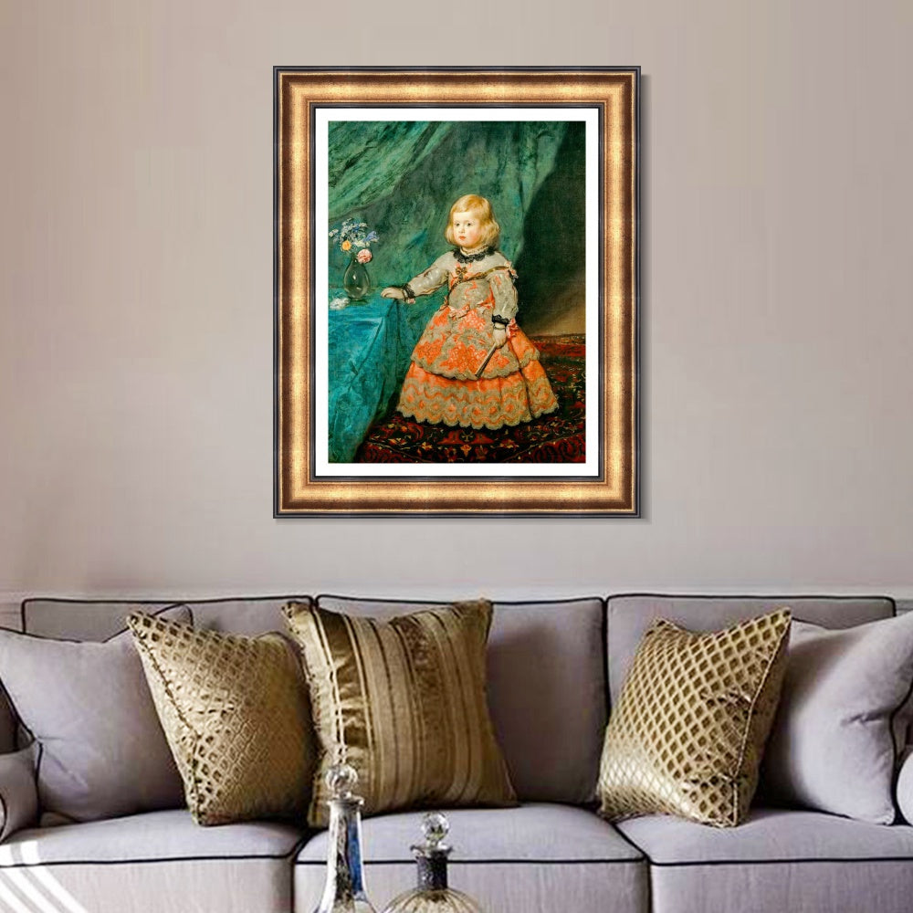 INVIN ART Framed Canvas Art Giclee Print Infanta Margarita Teresa in a Pink Gown by Diego Velazquez Wall Art