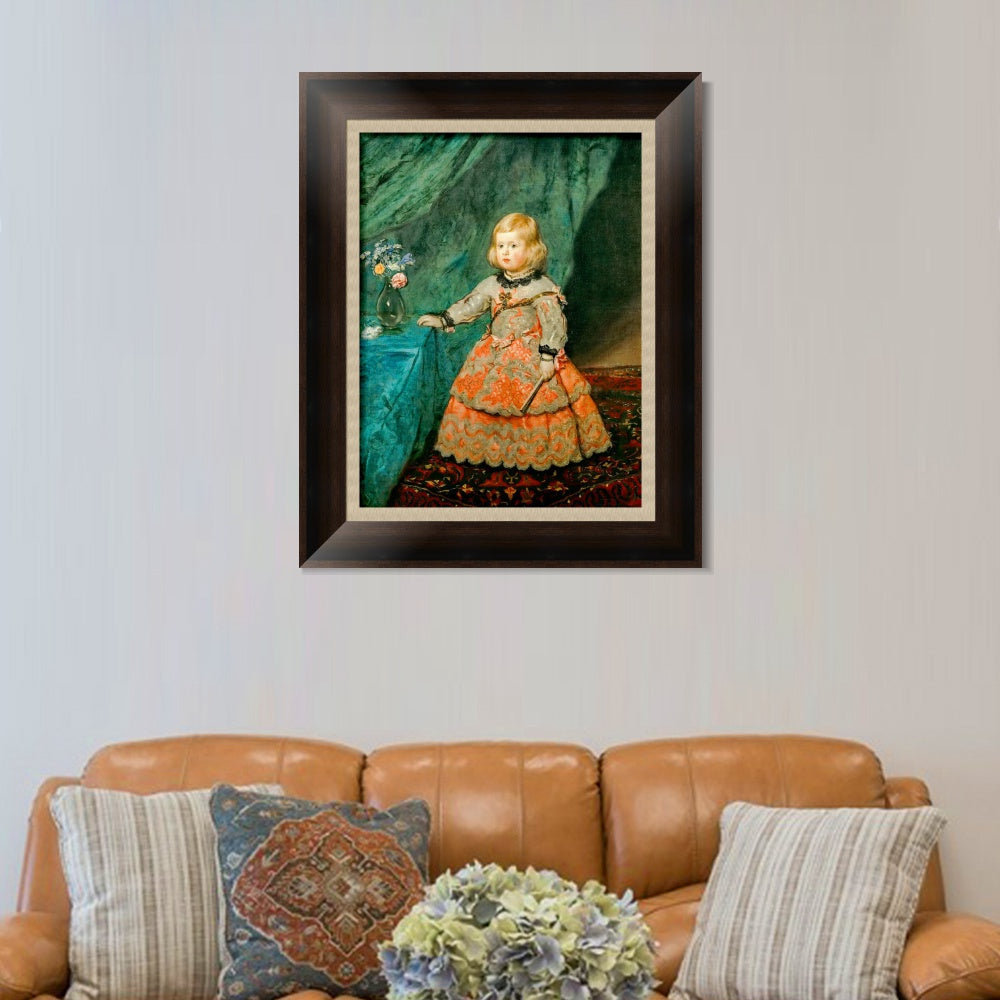 INVIN ART Framed Canvas Art Giclee Print Infanta Margarita Teresa in a Pink Gown by Diego Velazquez Wall Art
