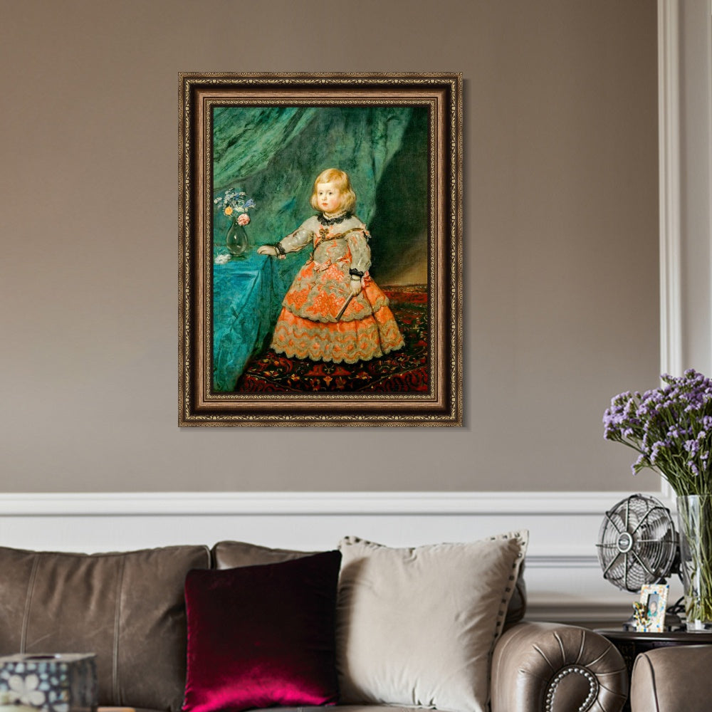 INVIN ART Framed Canvas Art Giclee Print Infanta Margarita Teresa in a Pink Gown by Diego Velazquez Wall Art