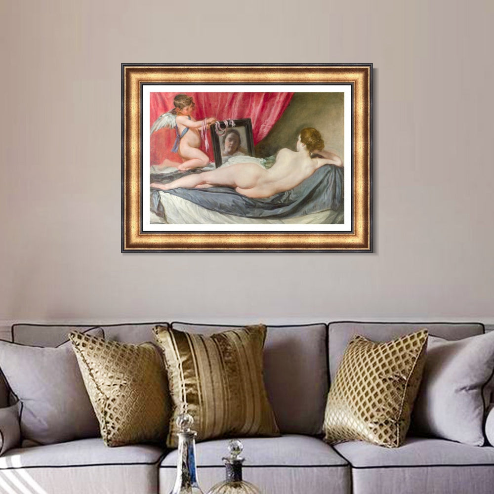 INVIN ART Framed Canvas Art Giclee Print Venus at Her Mirror by Diego Velazquez Wall Art