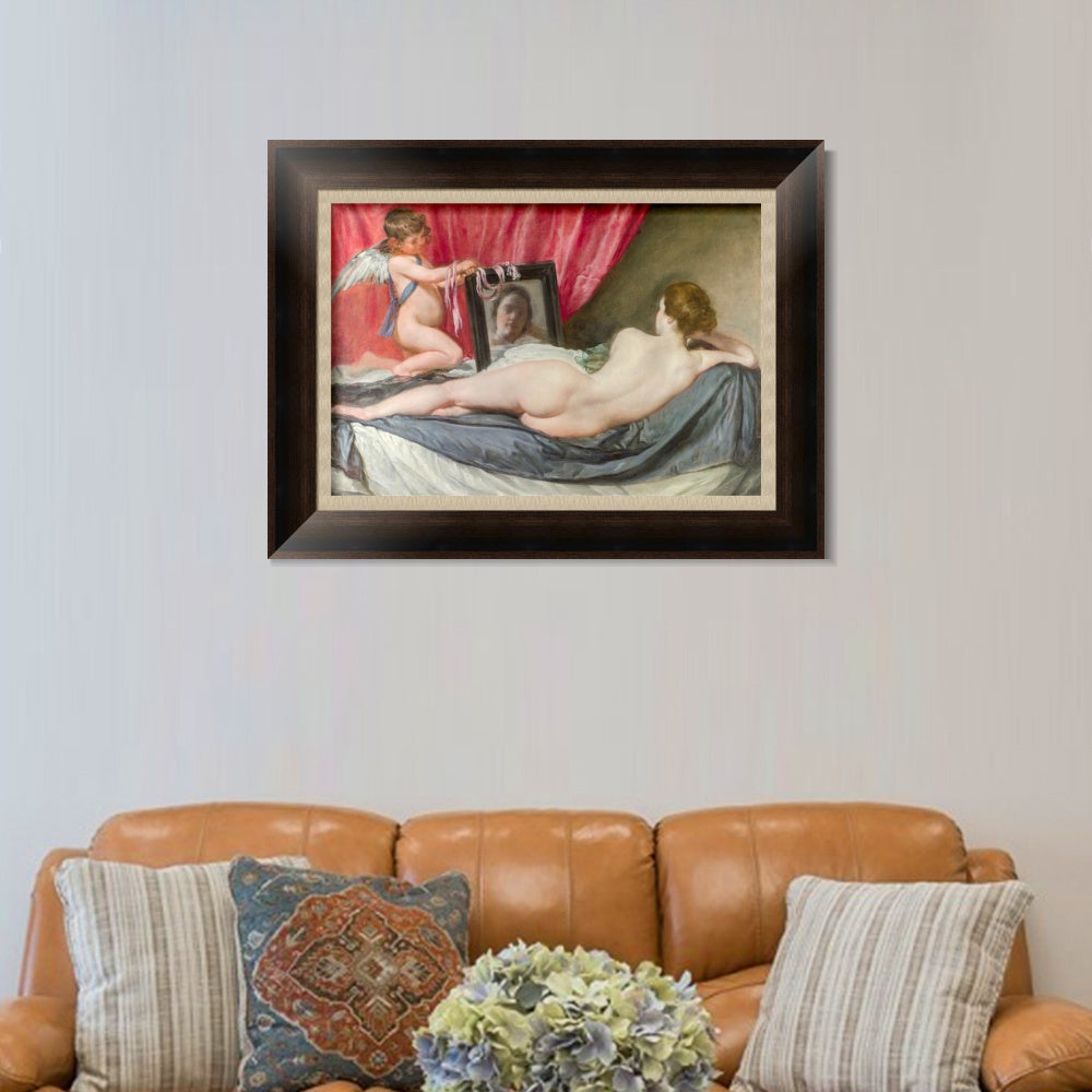 INVIN ART Framed Canvas Art Giclee Print Venus at Her Mirror by Diego Velazquez Wall Art