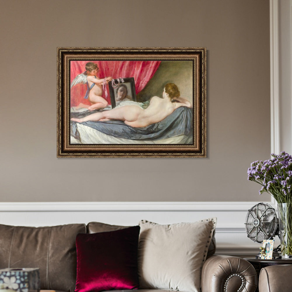 INVIN ART Framed Canvas Art Giclee Print Venus at Her Mirror by Diego Velazquez Wall Art