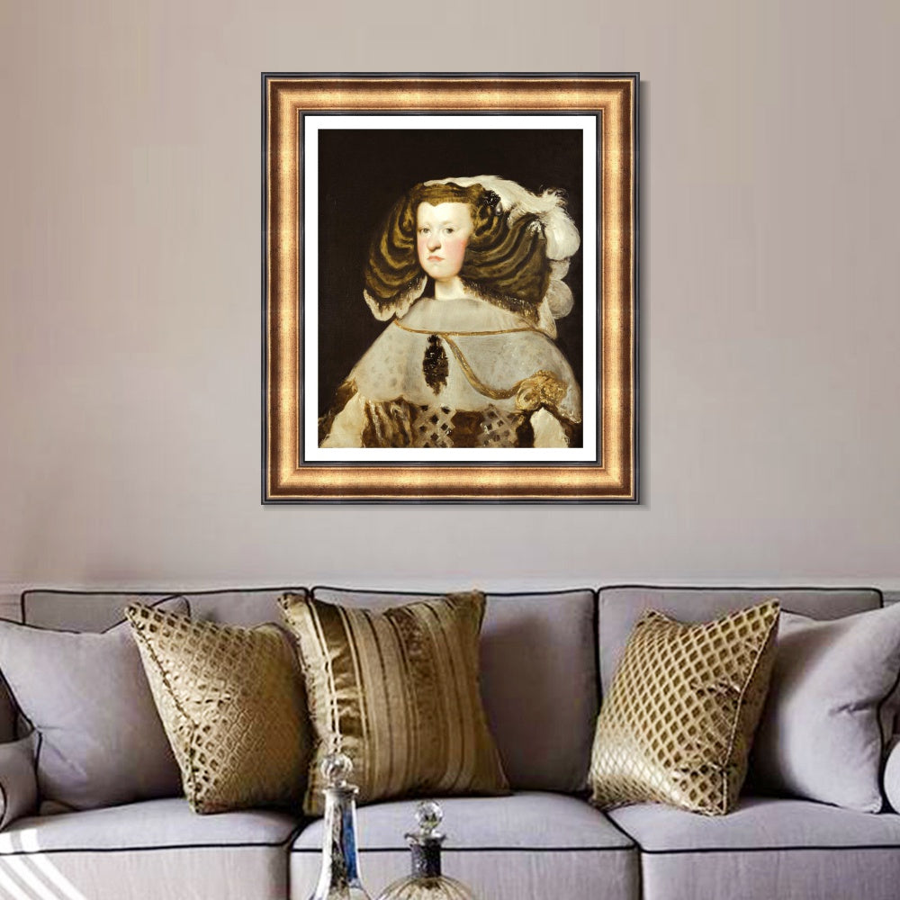 INVIN ART Framed Canvas Art Giclee Print Portrait of Mariana of Austria, Queen of Spain by Diego Velazquez Wall Art