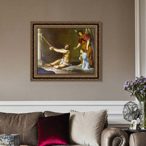 INVIN ART Framed Canvas Art Giclee Print Christ contemplated by the Christian Soul by Diego Velazquez Wall Art Living Room Home Office Decorations