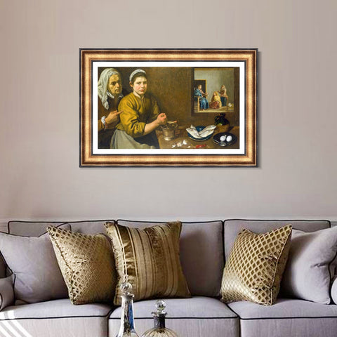 INVIN ART Framed Canvas Art Giclee Print Christ in the House of Martha and Mary by the Christian Soul by Diego Velazquez Wall Art Living Room Home Decorations