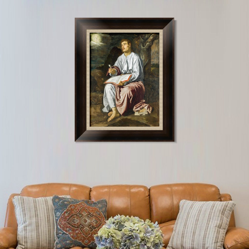INVIN ART Framed Canvas Art Giclee Print Saint John the Evangelist on the Island of Patmos by the Christian Soul by Diego Velazquez Wall Art Decorations