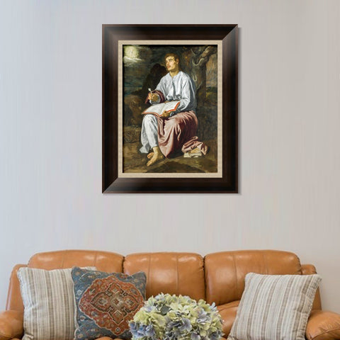 INVIN ART Framed Canvas Art Giclee Print Saint John the Evangelist on the Island of Patmos by the Christian Soul by Diego Velazquez Wall Art Decorations