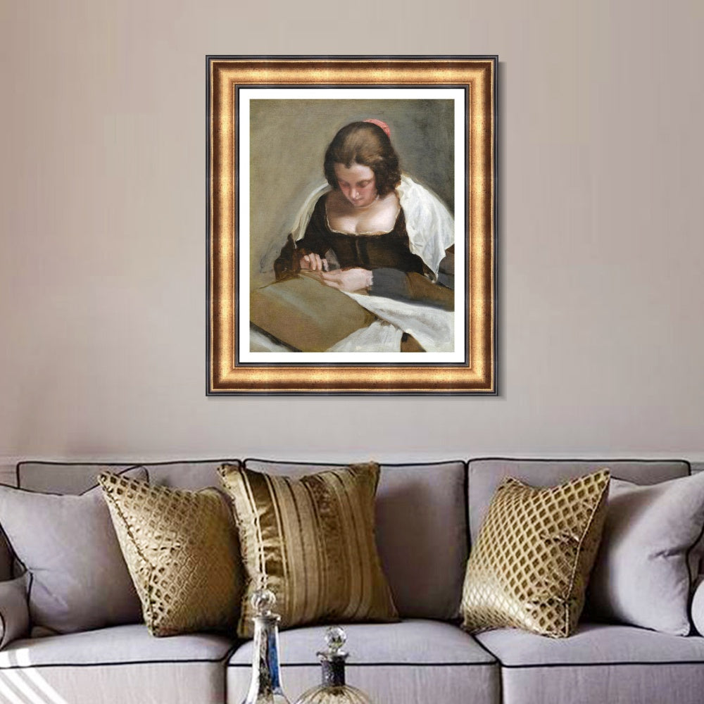 INVIN ART Framed Canvas Art Giclee Print the needlewoman by the Christian Soul by Diego Velazquez Wall Art