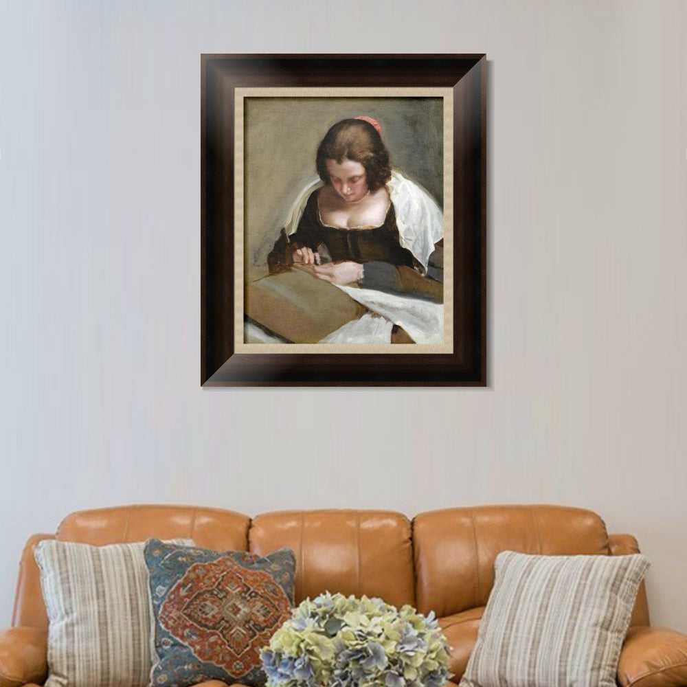 INVIN ART Framed Canvas Art Giclee Print the needlewoman by the Christian Soul by Diego Velazquez Wall Art