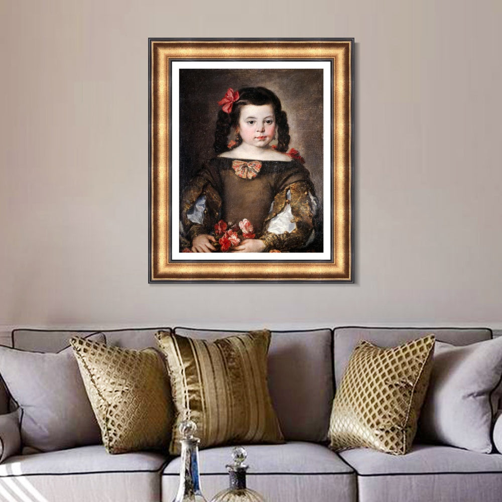 INVIN ART Framed Canvas Art Giclee Print Mona nina by the Christian Soul by Diego Velazquez Wall Art Living Room Home Office Decorations