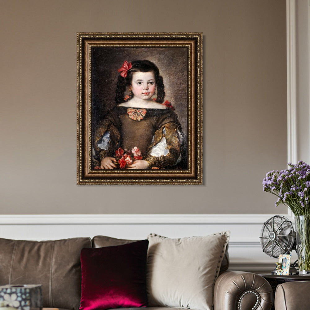 INVIN ART Framed Canvas Art Giclee Print Mona nina by the Christian Soul by Diego Velazquez Wall Art Living Room Home Office Decorations