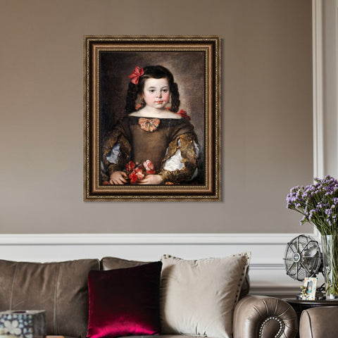 INVIN ART Framed Canvas Art Giclee Print Mona nina by the Christian Soul by Diego Velazquez Wall Art Living Room Home Office Decorations