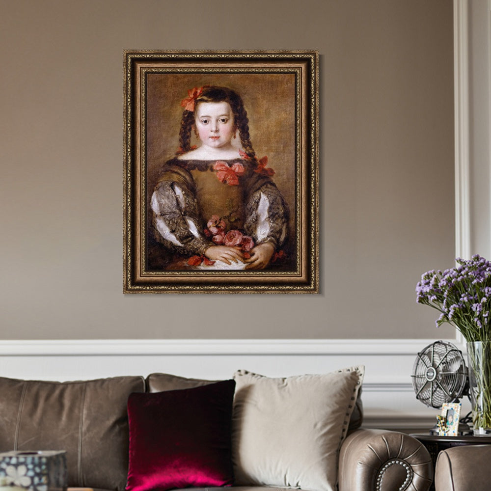 INVIN ART Framed Canvas Art Giclee Print Mona nina2 by the Christian Soul by Diego Velazquez Wall Art