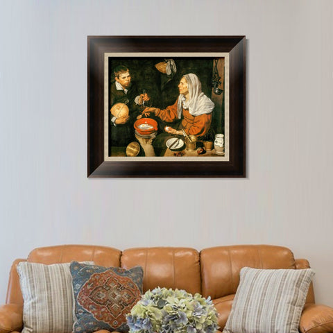 INVIN ART Framed Canvas Art Giclee Print An Old Woman Cooking Eggs by the Christian Soul by Diego Velazquez Wall Art Living Room Home Office Decorations