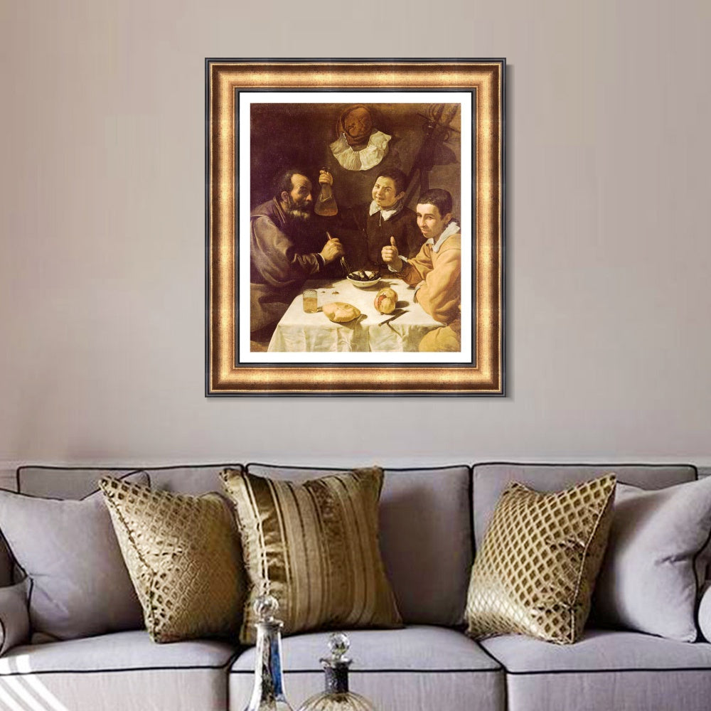 INVIN ART Framed Canvas Art Giclee Print Breakfast by the Christian Soul by Diego Velazquez Wall Art