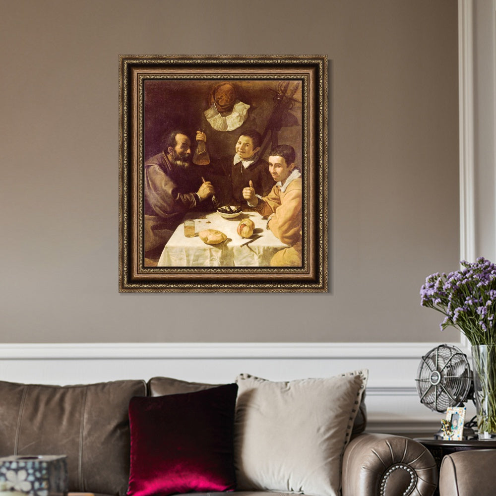 INVIN ART Framed Canvas Art Giclee Print Breakfast by the Christian Soul by Diego Velazquez Wall Art