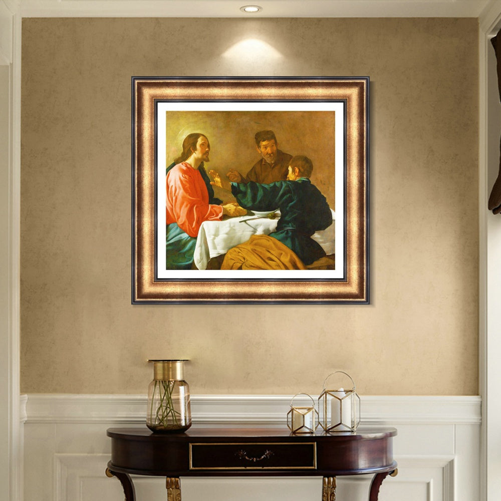INVIN ART Framed Canvas Art Giclee Print The Supper at Emmaus by the Christian Soul by Diego Velazquez Wall Art