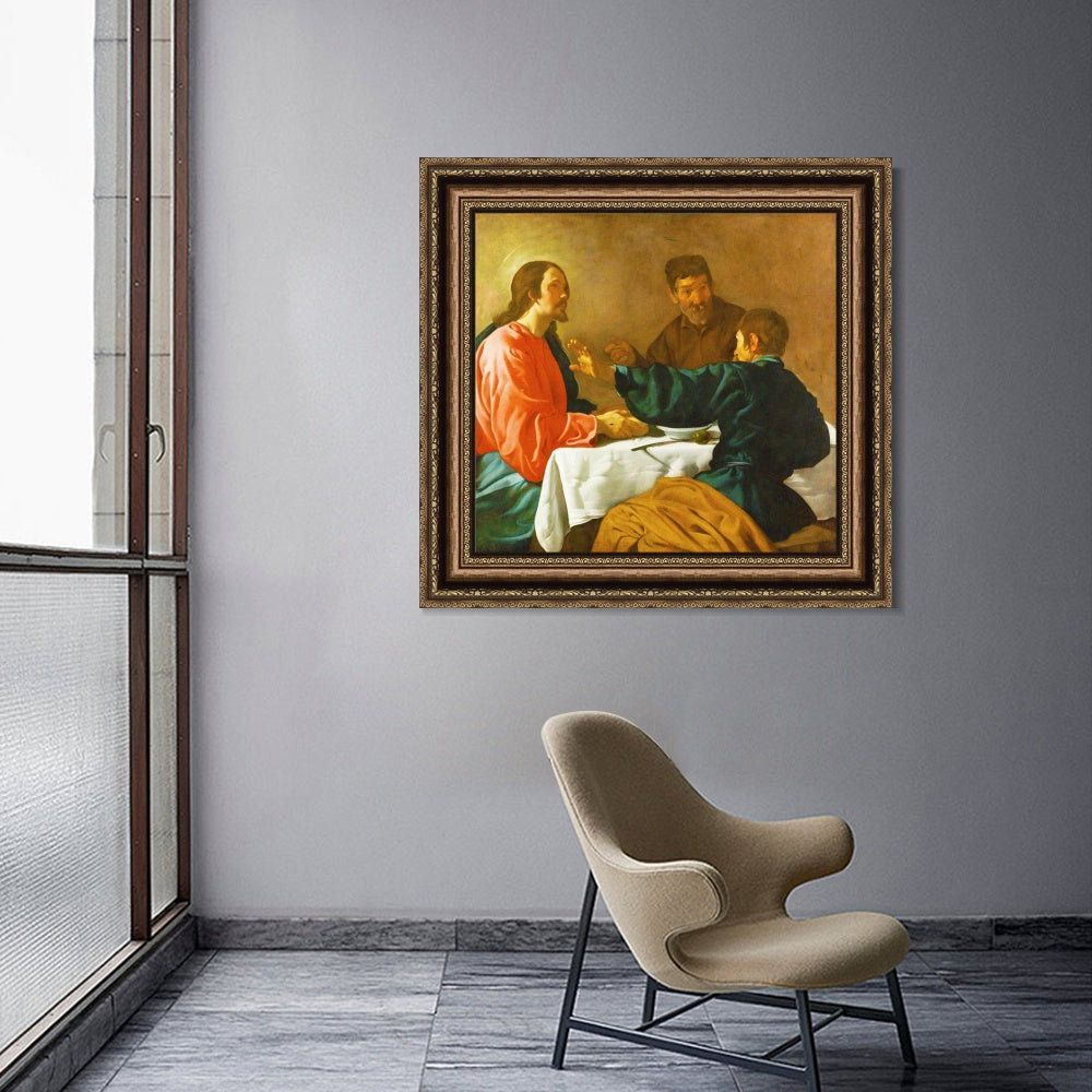 INVIN ART Framed Canvas Art Giclee Print The Supper at Emmaus by the Christian Soul by Diego Velazquez Wall Art