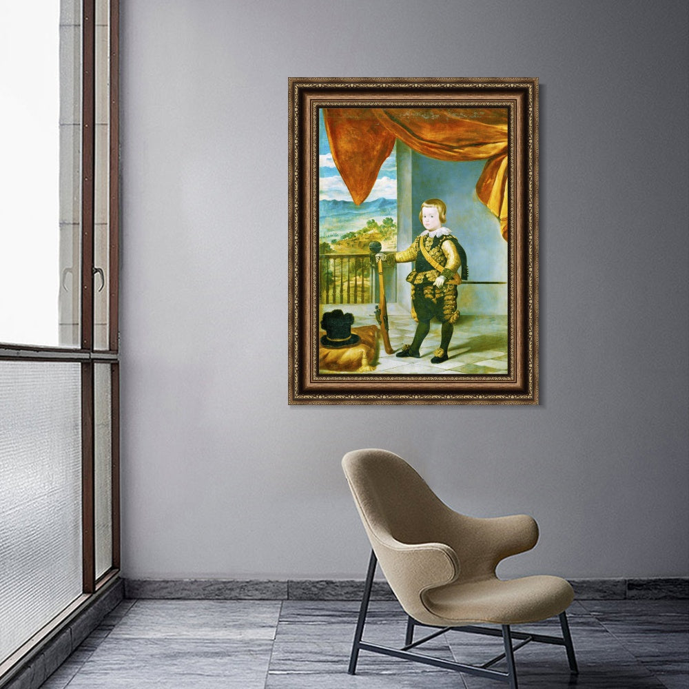 INVIN ART Framed Canvas Art Giclee Print Prince Baltasar Carlos by the Christian Soul by Diego Velazquez Wall Art