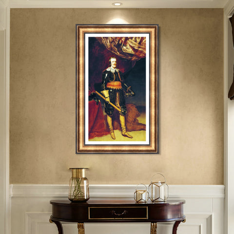 INVIN ART Framed Canvas Art Giclee Print Felipe IV armed and with a lion at his feet by Diego Velazquez Wall Art Living Room Home Office Decorations